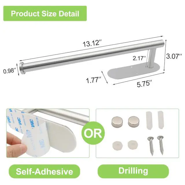 Alt view image 4 of 7 - Paper Towel Holder Under Cabinet for Kitchen, Wall Mount, Silver