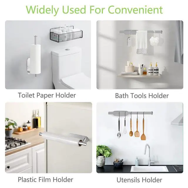 Alt view image 6 of 7 - Paper Towel Holder Under Cabinet for Kitchen, Wall Mount, Silver