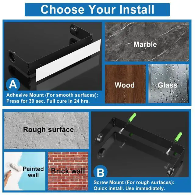 Alt view image 5 of 7 - 2026 Upgraded Paper Towel Holder Under Cabinet, Adhesive Wall Mount Paper Towel Holders, Fits Standard Jumbo MEGA Rolls, No Drilling Hanging Paper Towel Roll Rack for Kitchen, Stainless Steel, Black