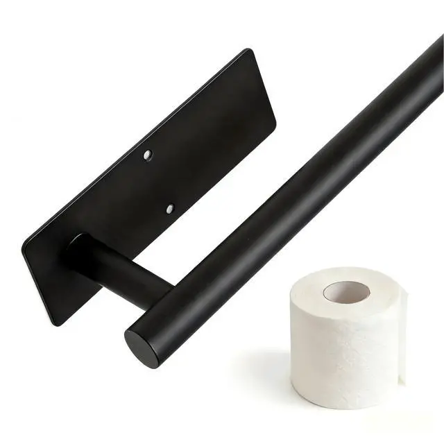 Alt view image 2 of 7 - Paper Towel Holder Under Cabinet No Drilling, Self Adhesive Paper Towel Holder Wall Mount for Kitchen Rack,Under Cabinet Paper Towel Holder, RV, 304 Stainless SteelBlack