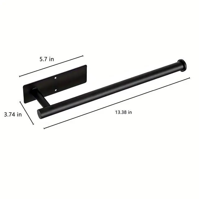 Alt view image 3 of 7 - Paper Towel Holder Under Cabinet No Drilling, Self Adhesive Paper Towel Holder Wall Mount for Kitchen Rack,Under Cabinet Paper Towel Holder, RV, 304 Stainless SteelBlack