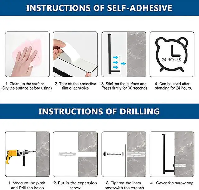 Alt view image 7 of 7 - Paper Towel Holder Under Cabinet No Drilling, Self Adhesive Paper Towel Holder Wall Mount for Kitchen Rack,Under Cabinet Paper Towel Holder, RV, 304 Stainless SteelBlack