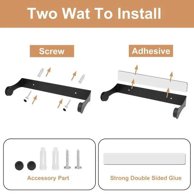 Alt view image 3 of 7 - Under Cabinet Paper Towel Holder, Stainless Steel Adhesive or Drill Mount Paper Towel Holder, Wall Mount Paper Towel Holders for Kitchen or Bathroom (Black)