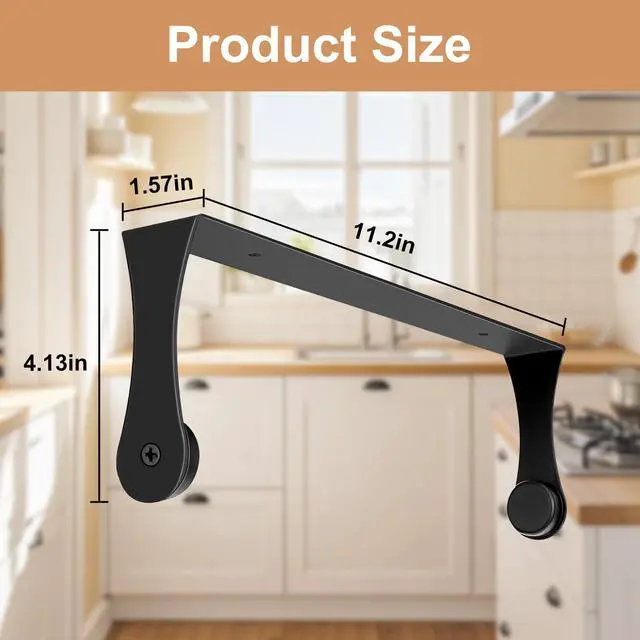 Alt view image 4 of 7 - Under Cabinet Paper Towel Holder, Stainless Steel Adhesive or Drill Mount Paper Towel Holder, Wall Mount Paper Towel Holders for Kitchen or Bathroom (Black)