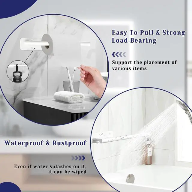 Alt view image 4 of 7 - Paper Towel Holder, Self Adhesive or Drilling Paper Towel Holder Under Cabinet, Stainless Steel Paper Towel Holders Wall Mount for Kitchen, Bathroom, Sink, Pantry, Fridge (White)