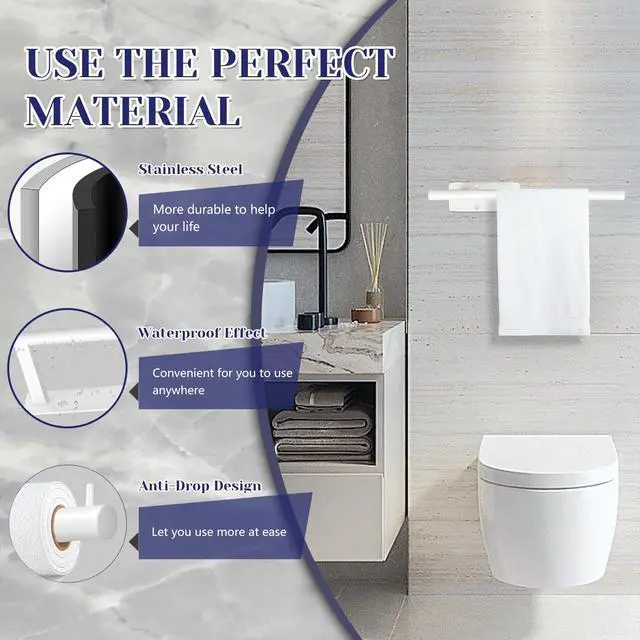 Alt view image 3 of 7 - Paper Towel Holder, Self Adhesive or Drilling Paper Towel Holder Under Cabinet, Stainless Steel Paper Towel Holders Wall Mount for Kitchen, Bathroom, Sink, Pantry, Fridge (White)