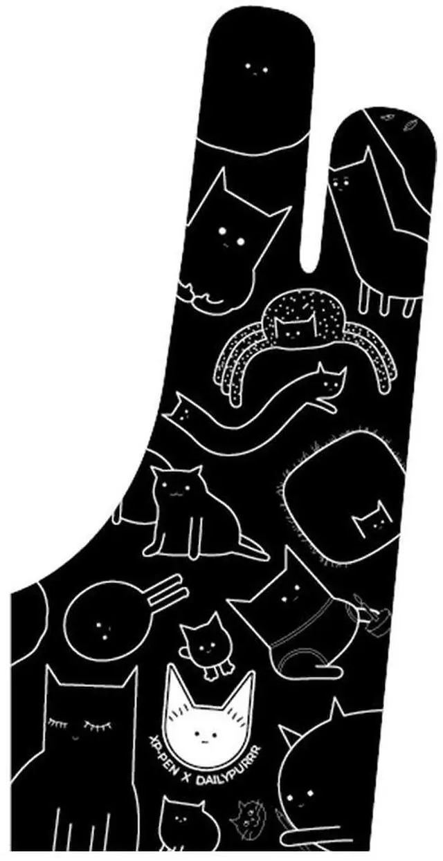 Main image of Digital Drawing Glove - Two-Finger Artist Glove with Cute Cat Print, Suitable for Right and Left Hand