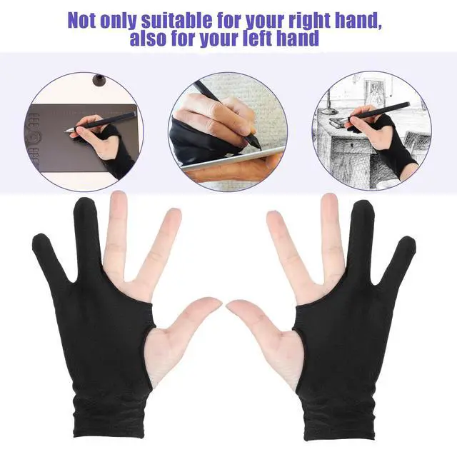 Alt view image 6 of 7 - 2 Packs Digital Drawing Gloves for Artists Anti Smudge Graphic Gloves for 2 Finger Design for Sketching Digital Art Illustration Ergonomic Breathable for Procreate Photoshop Drawing Sessions