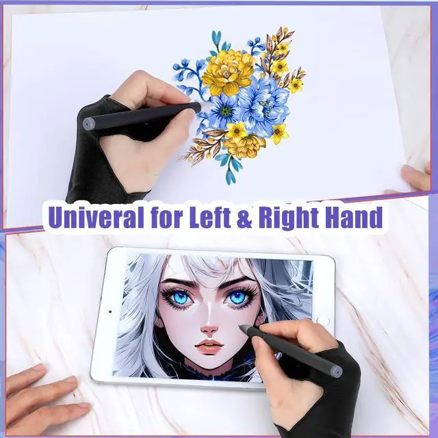 Alt view image 5 of 7 - 2 Packs Digital Drawing Gloves for Artists Anti Smudge Graphic Gloves for 2 Finger Design for Sketching Digital Art Illustration Ergonomic Breathable for Procreate Photoshop Drawing Sessions