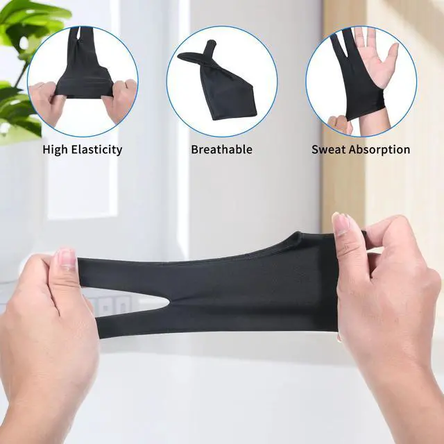 Alt view image 4 of 7 - 4 Pack Drawing Glove Digital Drawing Art Glove Palm Rejection for Capacitive Touch Screen Artist Right/Left Hand Graphic Tablet, Graphics Monitor Digital Sketching, Coloring Two Finger Gloves