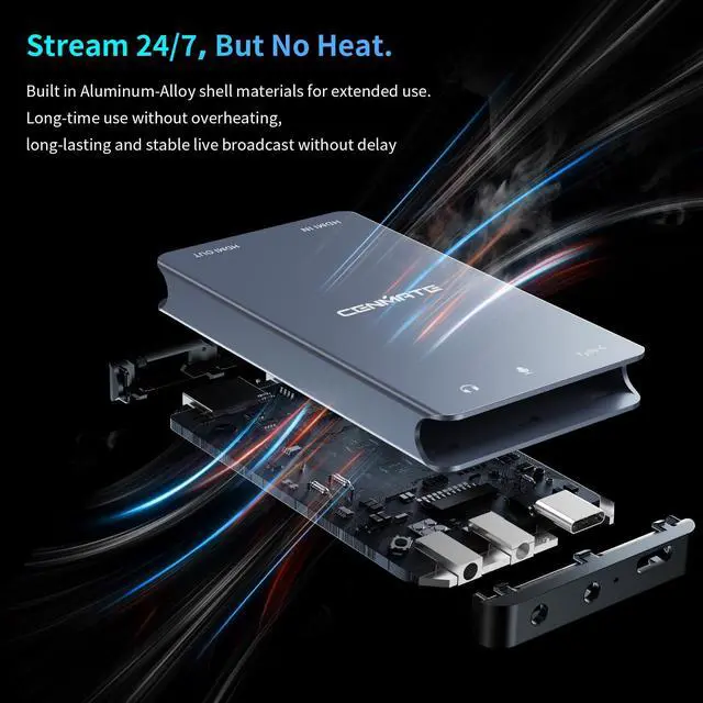 Alt view image 5 of 7 - Aluminum HDMI Capture Card, USB 3.0 1080P 60FPS Audio Video Capture Card for Streaming/Gaming/Video Conference, 4K@60Hz Input & Pass-Through Capture Card for Nintendo Switch/PS5/Xbox/Camera/PC