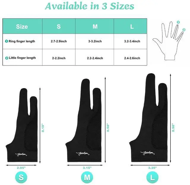 Alt view image 5 of 7 - Digital Drawing Glove 3-Layer Palm Rejection(Large,Black) Two-Finger Artist Glove for Graphics Drawing Tablet,Monitor,Sketching,ipad,Paper,Fits for Right and Left Hand