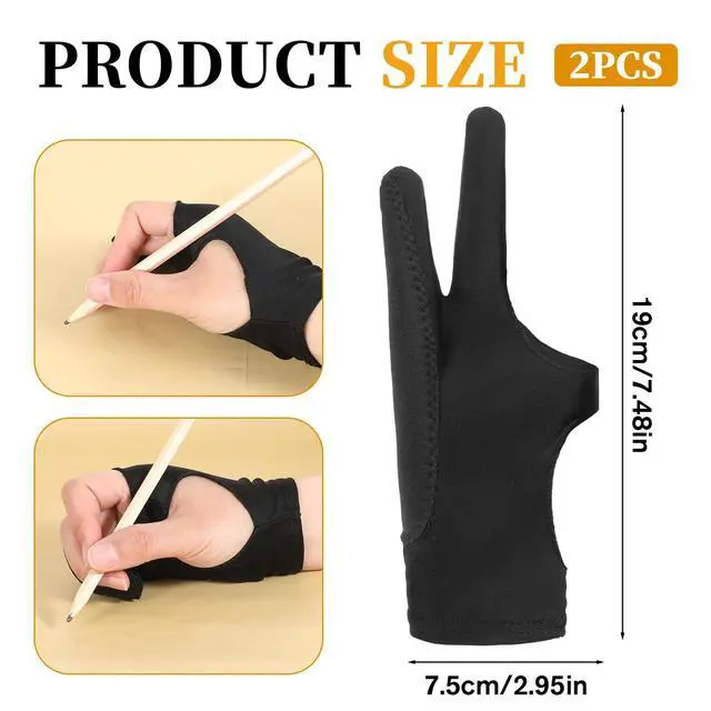 Alt view image 2 of 7 - 2 Pcs Digital Drawing Glove, Artist Glove 3-Layer Palm Rejection