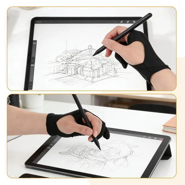 Alt view image 6 of 7 - 2 Pcs Digital Drawing Glove, Artist Glove 3-Layer Palm Rejection