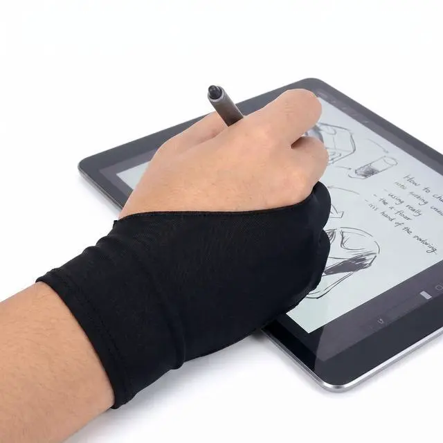 Alt view image 4 of 7 - 4 PCS Artist Glove Digital Tablet Drawing Fits Left Right Hand 3-Layer Palm Rejection Two-Finger Black Glove Smudge Guard for Digital Drawing Graphic Tablet Paper Sketching Stylus Pen Pencil