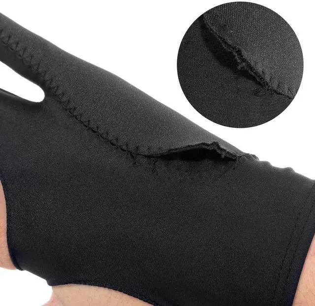Alt view image 5 of 7 - 4 PCS Artist Glove Digital Tablet Drawing Fits Left Right Hand 3-Layer Palm Rejection Two-Finger Black Glove Smudge Guard for Digital Drawing Graphic Tablet Paper Sketching Stylus Pen Pencil