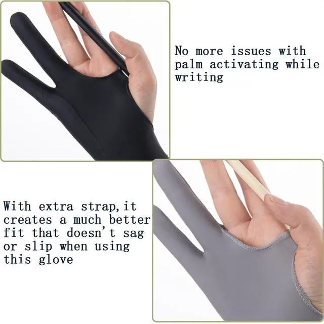Alt view image 3 of 6 - 4 Pack Digital Drawing Glove, with 2 Pack 3-Layers Palm Rejection Glove, Two-Finger Artist Gloves for Drawing Tablet, for iPad and Paper Sketching, Fits Left and Right Hand