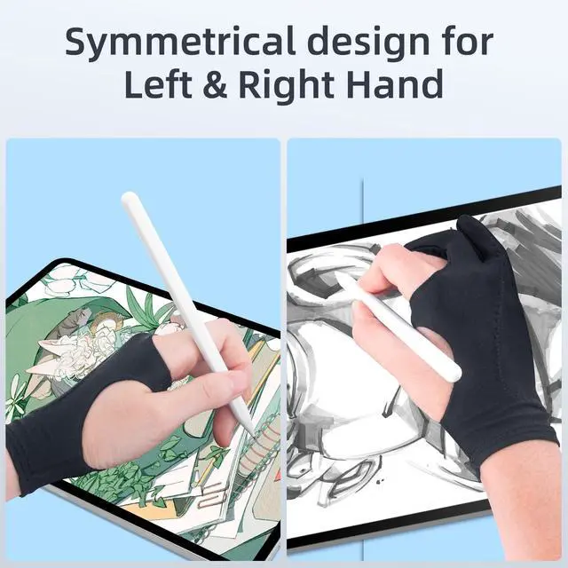 Alt view image 3 of 7 - 2-Pack Drawing Glove Palm Rejection for iPad Surface All Capacitive Touch Screen Artist Right/Left Hand Graphic Tablet, Graphics Monitor Digital Drawing Sketching, Inking, Coloring Two Finger Gloves