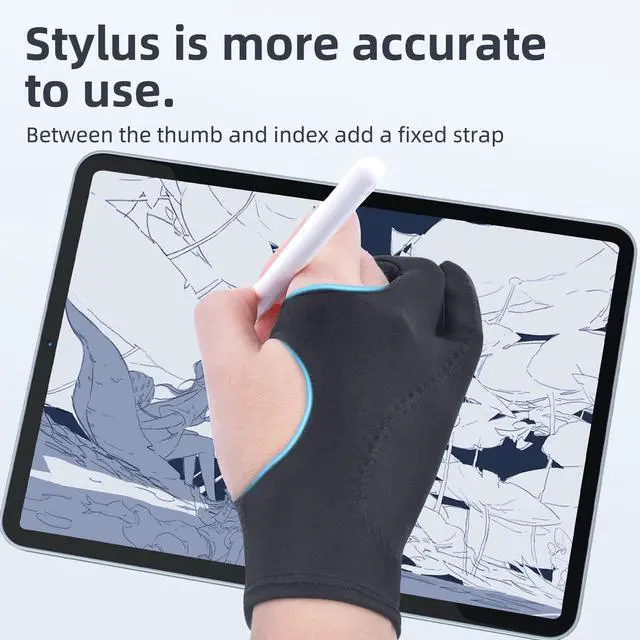 Alt view image 5 of 7 - 2-Pack Drawing Glove Palm Rejection for iPad Surface All Capacitive Touch Screen Artist Right/Left Hand Graphic Tablet, Graphics Monitor Digital Drawing Sketching, Inking, Coloring Two Finger Gloves