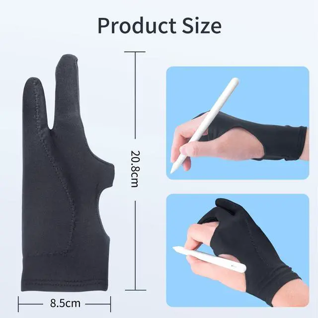 Alt view image 7 of 7 - 2-Pack Drawing Glove Palm Rejection for iPad Surface All Capacitive Touch Screen Artist Right/Left Hand Graphic Tablet, Graphics Monitor Digital Drawing Sketching, Inking, Coloring Two Finger Gloves
