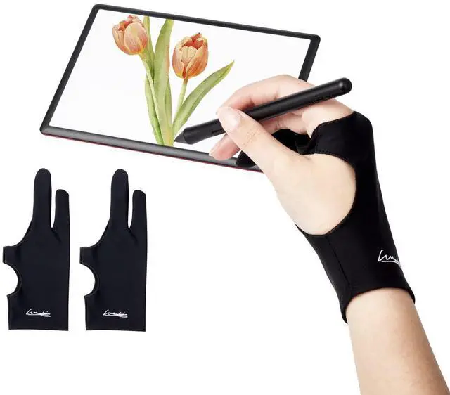 Main image of Digital Drawing Glove 2 Pack,Artist Glove for Drawing Tablet,ipad,Sketching,Art Glove with Two Finger for Right Hand and Left Hand Smudge Guard,Small,2.95 x8.18inch