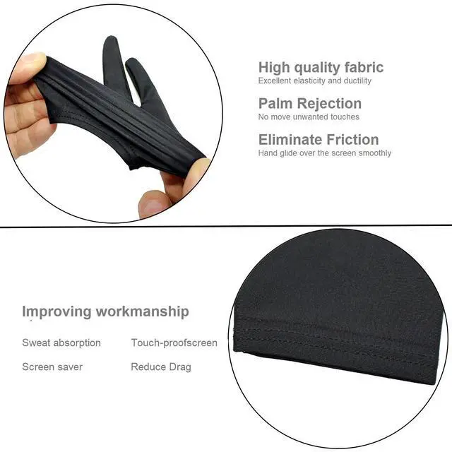 Alt view image 4 of 7 - Drawing Glove, Digital Art Glove for Graphic Tablet, Artist Gloves with Two Fingers for iPad, Paper Sketching, Smudge Guard, Palm Rejection, Suitable for Left and Right Hand (2 PCS, Small)