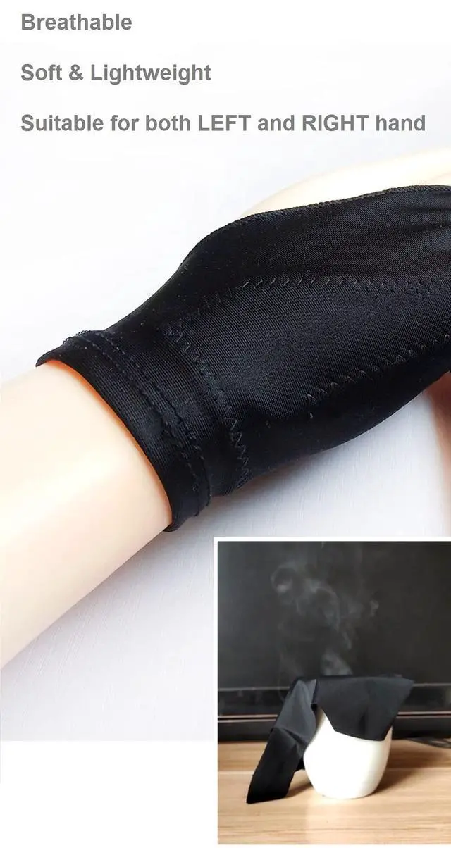 Alt view image 5 of 7 - Drawing Glove, Digital Art Glove for Graphic Tablet, Artist Gloves with Two Fingers for iPad, Paper Sketching, Smudge Guard, Palm Rejection, Suitable for Left and Right Hand (2 PCS, Small)