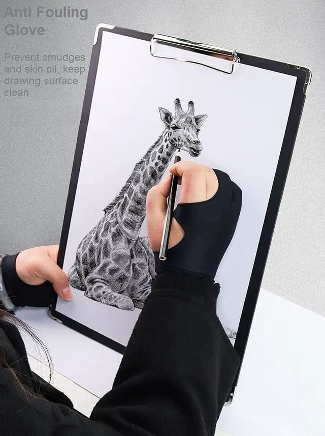 Alt view image 6 of 7 - Drawing Glove, Digital Art Glove for Graphic Tablet, Artist Gloves with Two Fingers for iPad, Paper Sketching, Smudge Guard, Palm Rejection, Suitable for Left and Right Hand (2 PCS, Small)