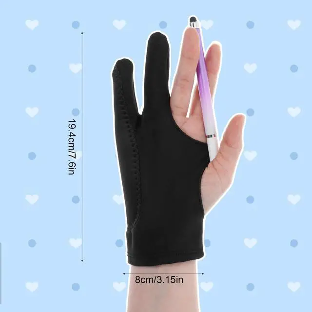 Alt view image 2 of 7 - Drawing Glove Fits Left And Right Hand 3-Layer Palm Rejection Two Finger Artist Writing Gloves For Digital Drawing Tablet Paper Sketching (Medium, Black)