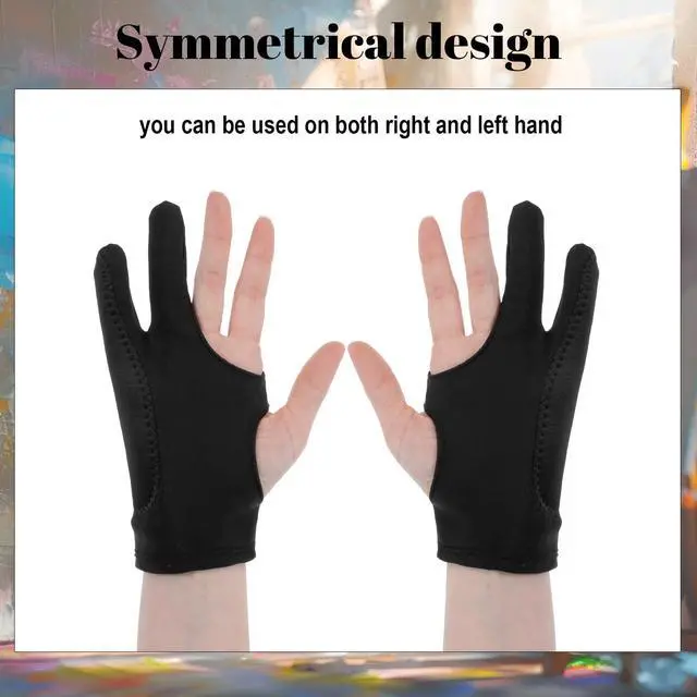 Alt view image 4 of 7 - Drawing Glove Fits Left And Right Hand 3-Layer Palm Rejection Two Finger Artist Writing Gloves For Digital Drawing Tablet Paper Sketching (Medium, Black)