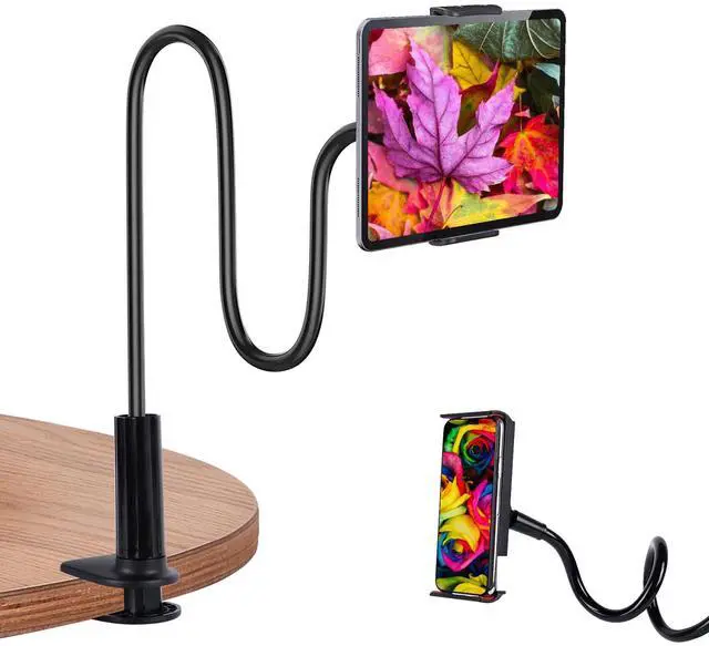 Main image of Gooseneck Tablet Holder for Bed, Tablet Stand Clamp Flexible Long Arm Adjustable Lazy Bracket for Desk Phone Mount, Compatible with iPad mini, for Kindle, for Switch, for All 4" - 9" Devices