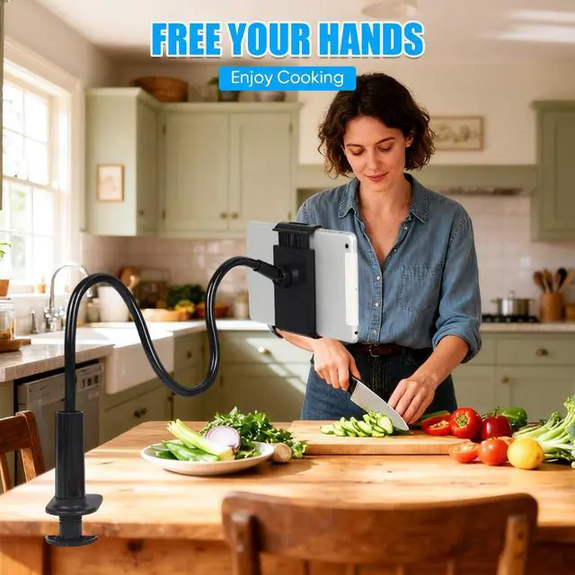 Alt view image 3 of 7 - Gooseneck Tablet Holder for Bed, Tablet Stand Clamp Flexible Long Arm Adjustable Lazy Bracket for Desk Phone Mount, Compatible with iPad mini, for Kindle, for Switch, for All 4" - 9" Devices