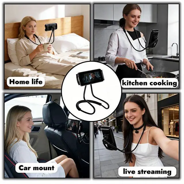 Alt view image 3 of 7 - Lazy Phone Holder, 27.6" Flexible Arm Phone Mount, Black