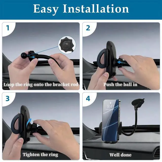 Alt view image 2 of 7 - Flexible Gooseneck Phone Holder, Suction Cup Cell Phone Mount with Adjustable Cradle, Hands Free Long Arm Phone Stand for Desk, Mirror, Kitchen, Guitar, Video Recording and Live Streaming