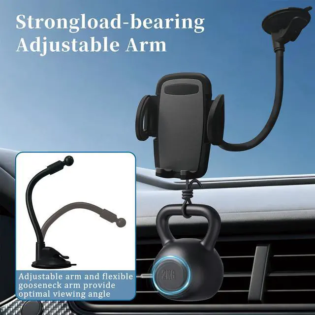 Alt view image 7 of 7 - Flexible Gooseneck Phone Holder, Suction Cup Cell Phone Mount with Adjustable Cradle, Hands Free Long Arm Phone Stand for Desk, Mirror, Kitchen, Guitar, Video Recording and Live Streaming