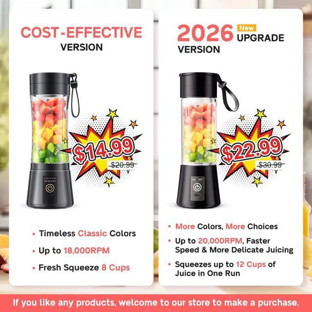 Alt view image 5 of 7 - Portable Blender for Smoothies & Shakes - Cordless Personal Size Mini Blender with BAP Free Juice Cup, Quick Squeeze for Sports/Picnic/Home