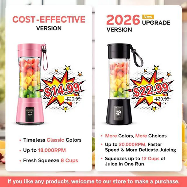 Alt view image 6 of 7 - Portable Blender for Smoothies & Shakes - Cordless Personal Size Blender with 6 Blades, 380Ml Juice Cup, Lightweight, Freshly Squeezed for Picnic/Sports/Office