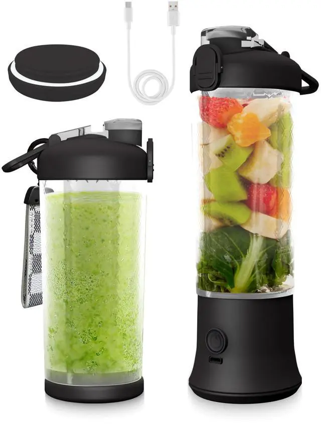 Main image of SSKAWorldwide Portable Blender 21oz Rechargeable and Wireless Mini Personal Blender for Shakes and Smoothies, 4000mAh Battery & 6 Blades for Protein Shakes, Fruit Juicer, Gym & Travel (Black)