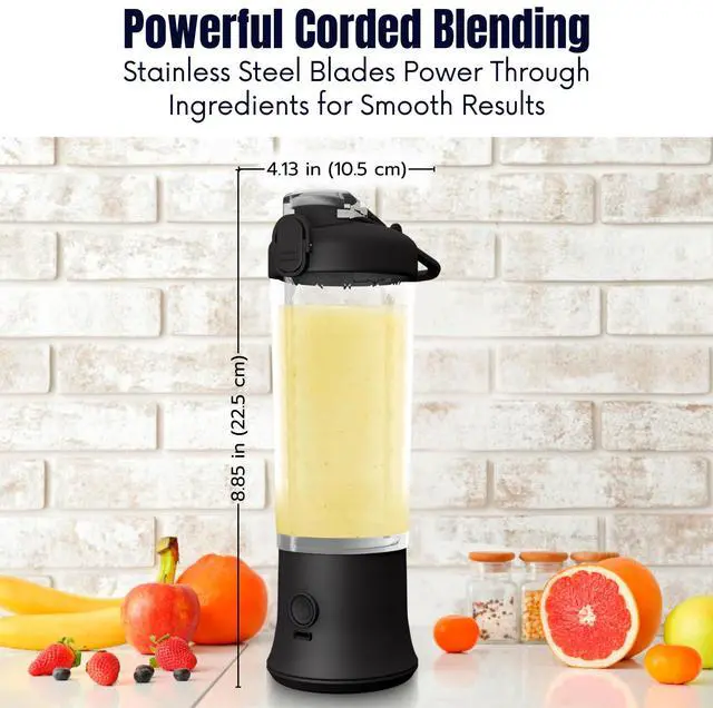 Alt view image 6 of 7 - SSKAWorldwide Portable Blender 21oz Rechargeable and Wireless Mini Personal Blender for Shakes and Smoothies, 4000mAh Battery & 6 Blades for Protein Shakes, Fruit Juicer, Gym & Travel (Black)