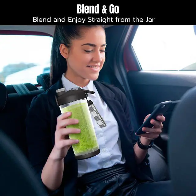 Alt view image 7 of 7 - SSKAWorldwide Portable Blender 21oz Rechargeable and Wireless Mini Personal Blender for Shakes and Smoothies, 4000mAh Battery & 6 Blades for Protein Shakes, Fruit Juicer, Gym & Travel (Black)