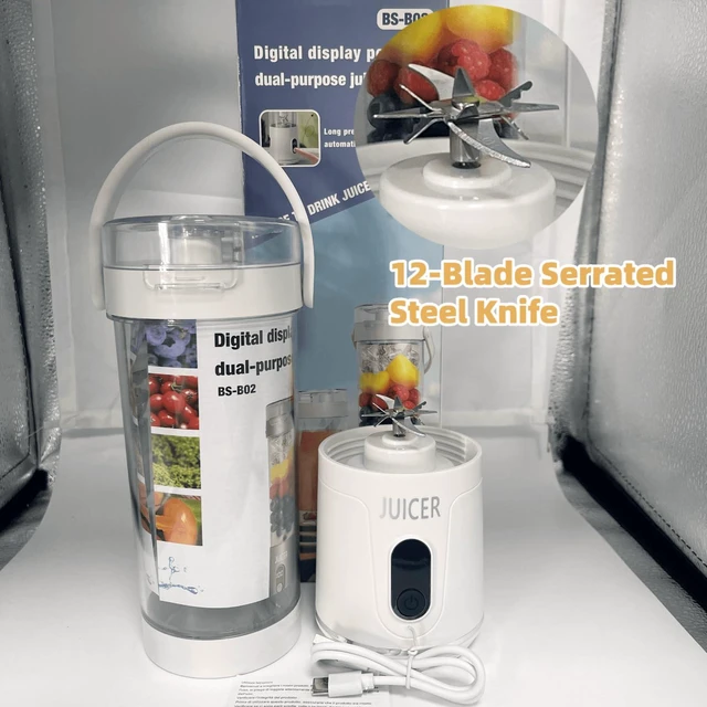 Alt view image 4 of 7 - Personal Portable Cordless Blender for Shakes and Smoothies and Juice,21 Oz USB-C Rechargeable Mini Mixer with Extra Lid for Travel, Office, Gym