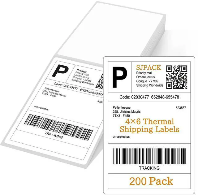 Main image of 4" x 6" Thermal Labels, 200 Fanfold Labels, Direct Thermal Shipping Label Compatible with Nelko, Rollo, Zebra, Brother, Orgbro, Munbyn, Jadens Shipping Label Printer, Commercial Grade