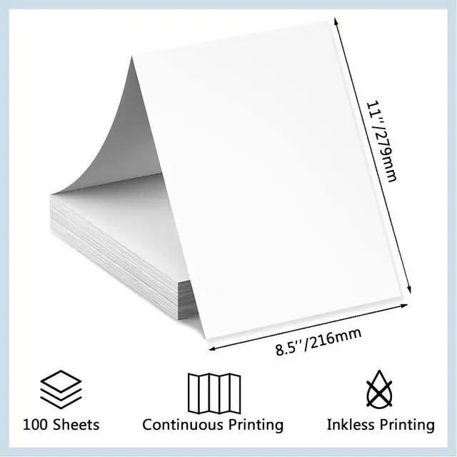 Alt view image 6 of 6 - 100 Sheets Thermal Printer Paper 8.5 x 11 US Letter Size for Portable Printer, Continuous Folding Paper for portable printers wireless for travel, Compatible with A285M/ PD-A4/ M08F-Letter/ A80/ D810