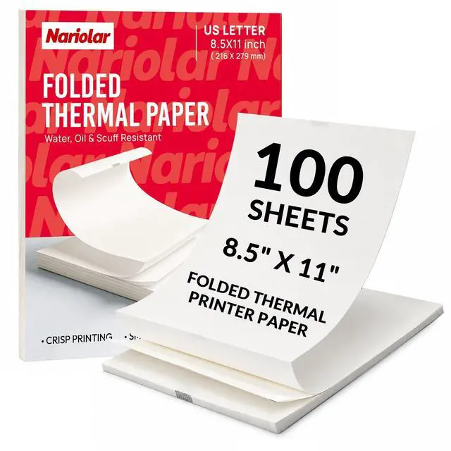 Main image of Thermal Printer Paper 8.5 x 11 Inch Folded 100 Sheets