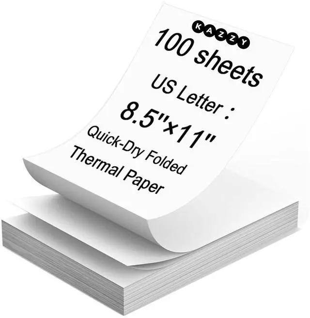 Main image of Thermal Paper 8.5 x 11 Sheets 100 Pack | BPA Free Phenol Free Thermal Printer Paper | US Letter Thermal Printing Paper for Portable Printer | Inkless Printer Paper