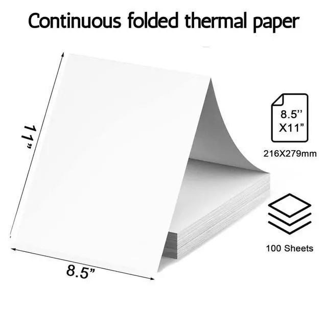 Alt view image 2 of 7 - Thermal Paper 8.5 x 11 Sheets 100 Pack | BPA Free Phenol Free Thermal Printer Paper | US Letter Thermal Printing Paper for Portable Printer | Inkless Printer Paper