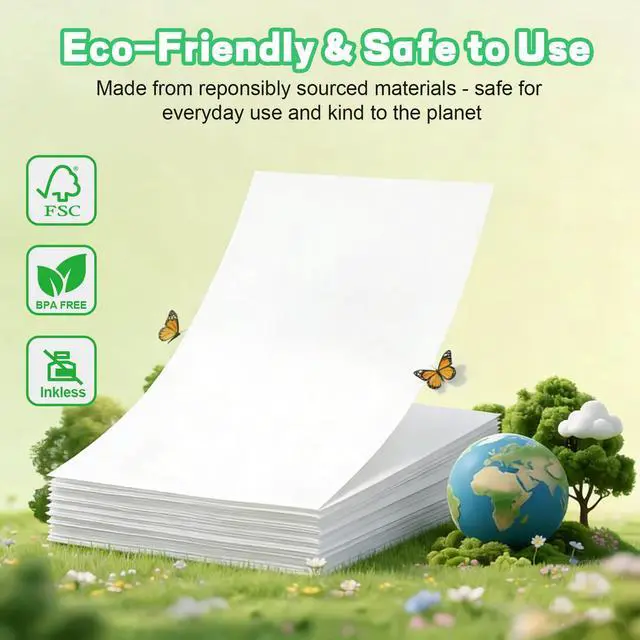 Alt view image 4 of 7 - Thermal Printer Paper 8.5 x 11 Inch, 100 Sheets US Letter Size Thermal Paper, Feeding Folded Printing Paper Compatible with N80/D80 Portable Thermal Printer for School, Work, Printing Files, Picture