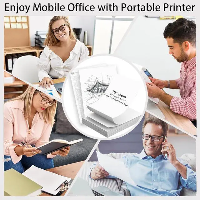 Alt view image 3 of 7 - 200 Sheets Thermal Printer Paper 8.5 x 11 Inches Multi-Type Kit (100 Folded & 100 Single), US Letter Size for N80/ A28U/ PD-A4 Portable Printer, Inkless and Wireless Printers