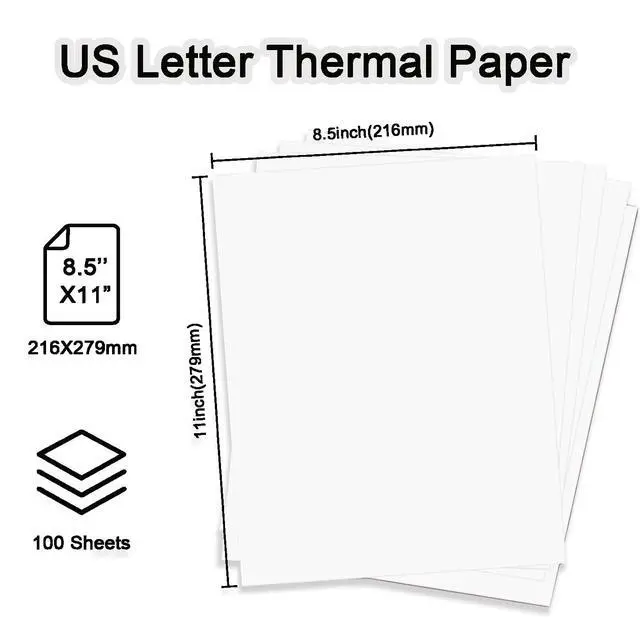 Alt view image 5 of 7 - 200 Sheets Thermal Printer Paper 8.5 x 11 Inches Multi-Type Kit (100 Folded & 100 Single), US Letter Size for N80/ A28U/ PD-A4 Portable Printer, Inkless and Wireless Printers