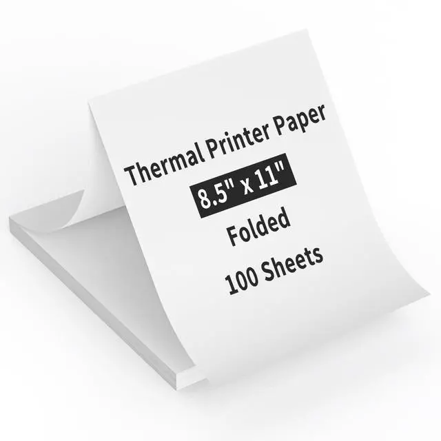 Main image of 100 Sheets Thermal Paper 8.5 x 11, US Letter Size Thermal Printer Paper for Business,Home,Office,Continual Feeding Folded Printing Paper for Portable Printer M832, M834, MT800
